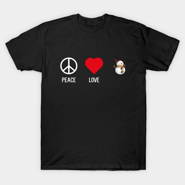 Peace Love Snowman T-Shirt by cleverth